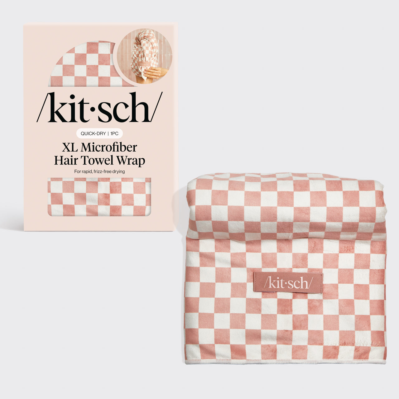 ⏳ Limited Edition | Terracotta Checker XL Hair Towel Wrap - Premium Quality