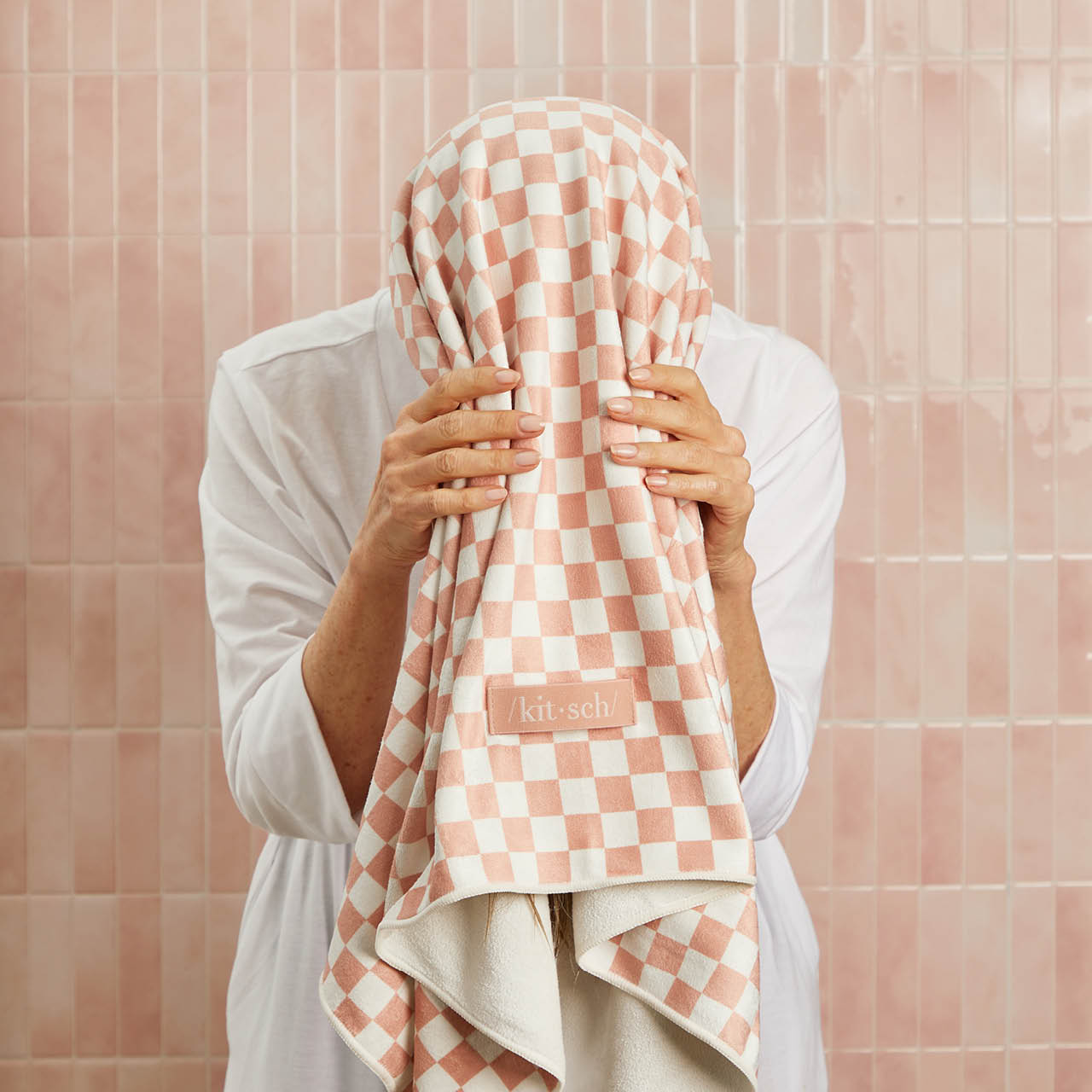 ⏳ Limited Edition | Terracotta Checker XL Hair Towel Wrap - Premium Quality - Image 3