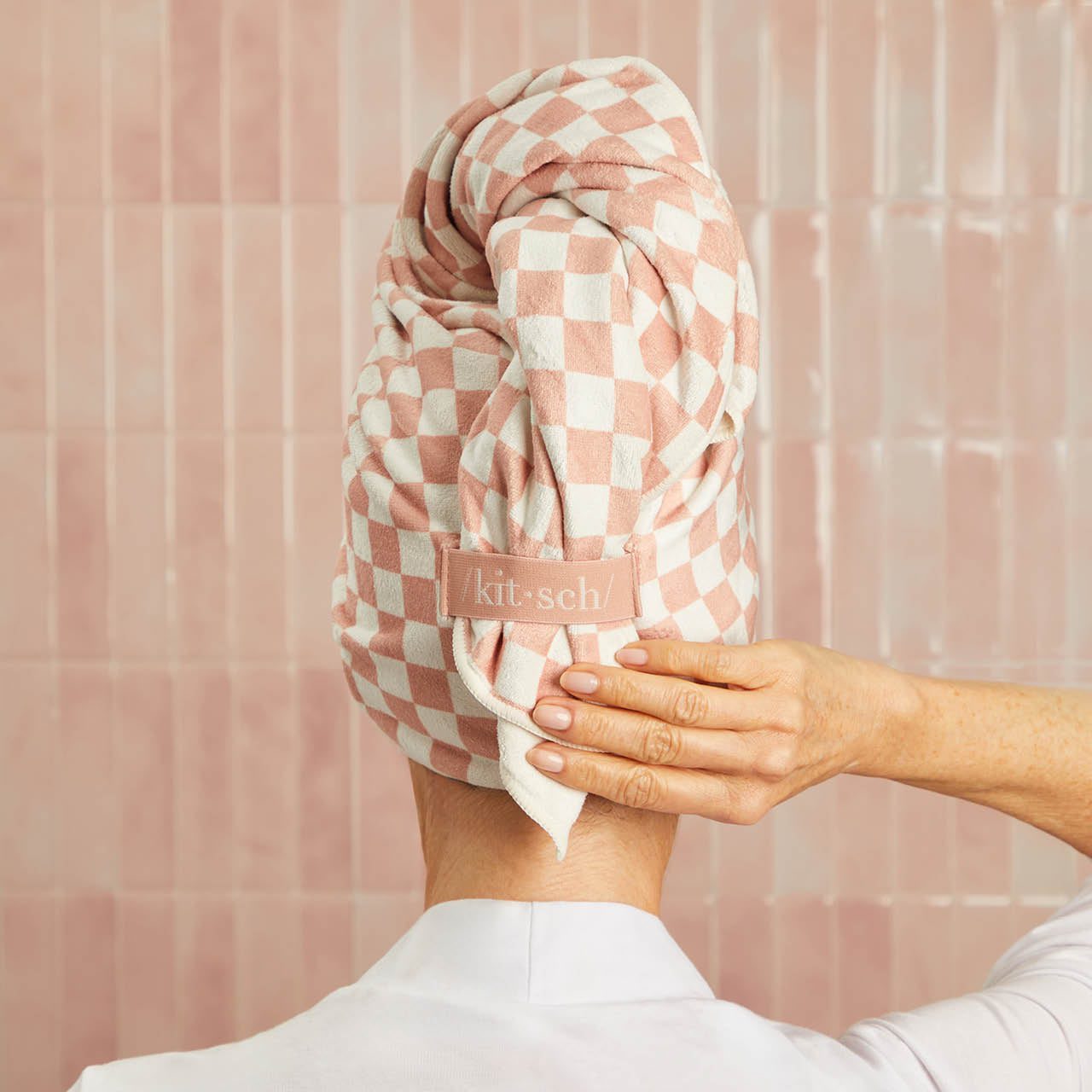 ⏳ Limited Edition | Terracotta Checker XL Hair Towel Wrap - Premium Quality - Image 2