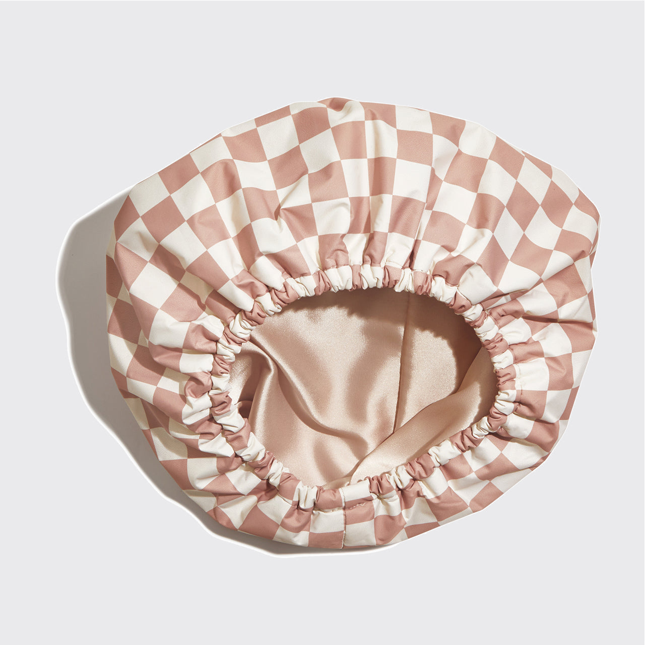 ๐ฅ Hot Sale | Terracotta Checker Satin Lined Flexi Shower Cap XL Hair Towel Bundle - Special Deal Today - Image 3