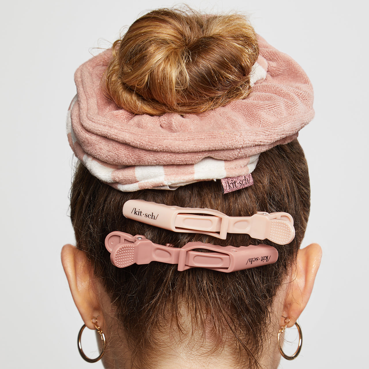 ✨ Must Have | Terracotta Checker Microfiber Towel Scrunchies 2pc Set - Fast Delivery - Image 2