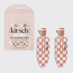🔥 Hot Sale | XL Terracotta Checker Creaseless Clips 2pc Set - Special Deal Today