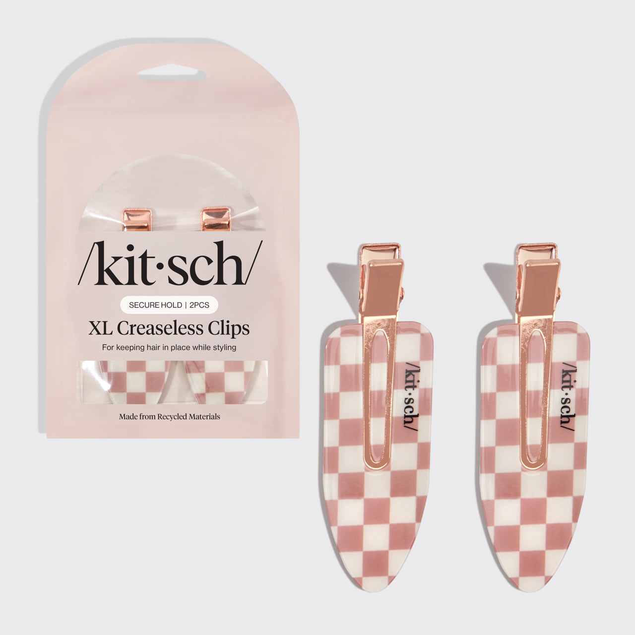 π₯ Hot Sale | XL Terracotta Checker Creaseless Clips 2pc Set - Special Deal Today
