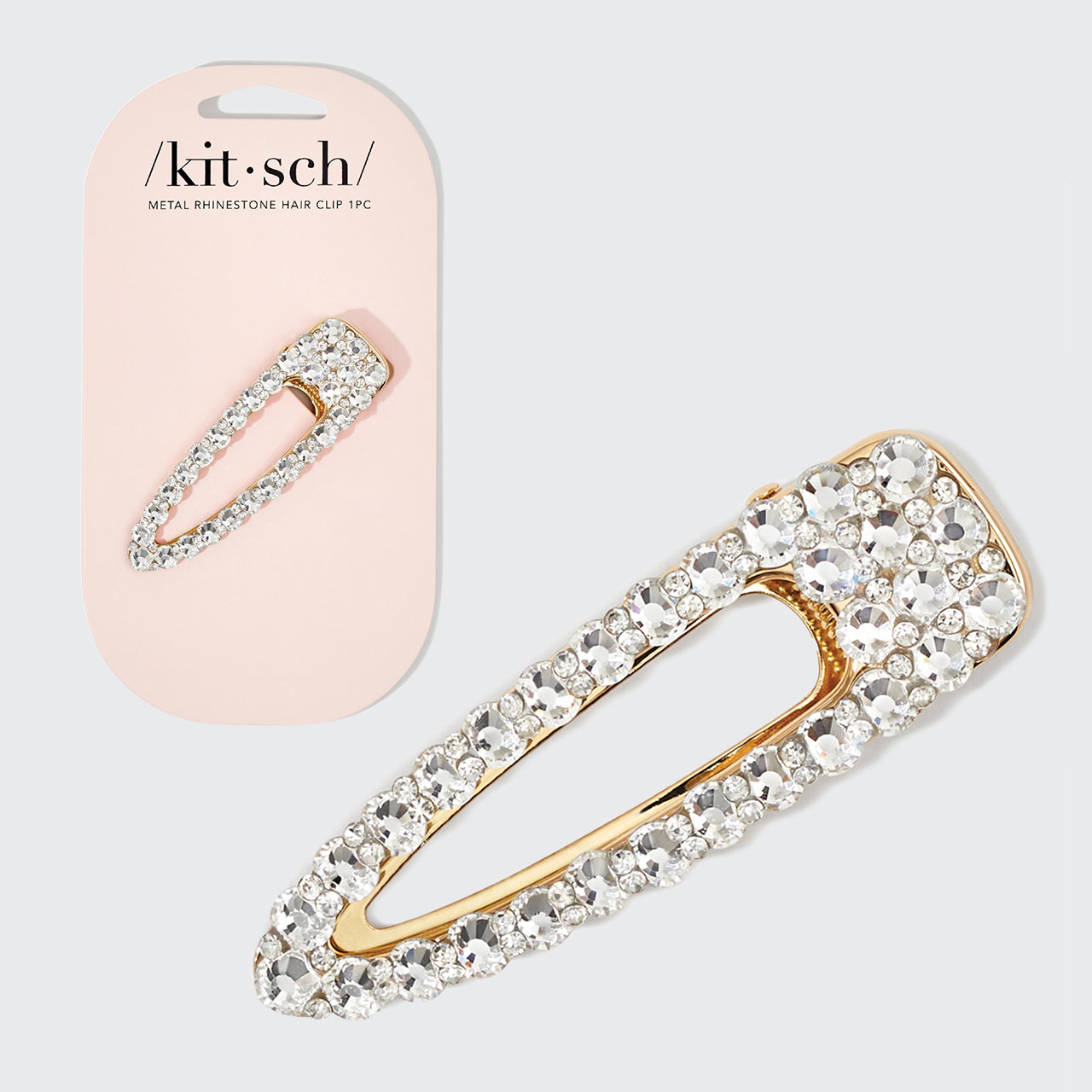 ✨ Must Have | Metal Rhinestone Large Open Shape Hair Clip - Gold - Fast Delivery