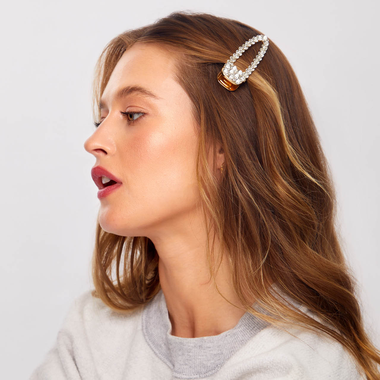 ✨ Must Have | Metal Rhinestone Large Open Shape Hair Clip - Gold - Fast Delivery - Image 2