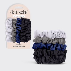 ✨ Must Have | Midnight Satin Petite Scrunchies 5pc Set - Special Deal Today