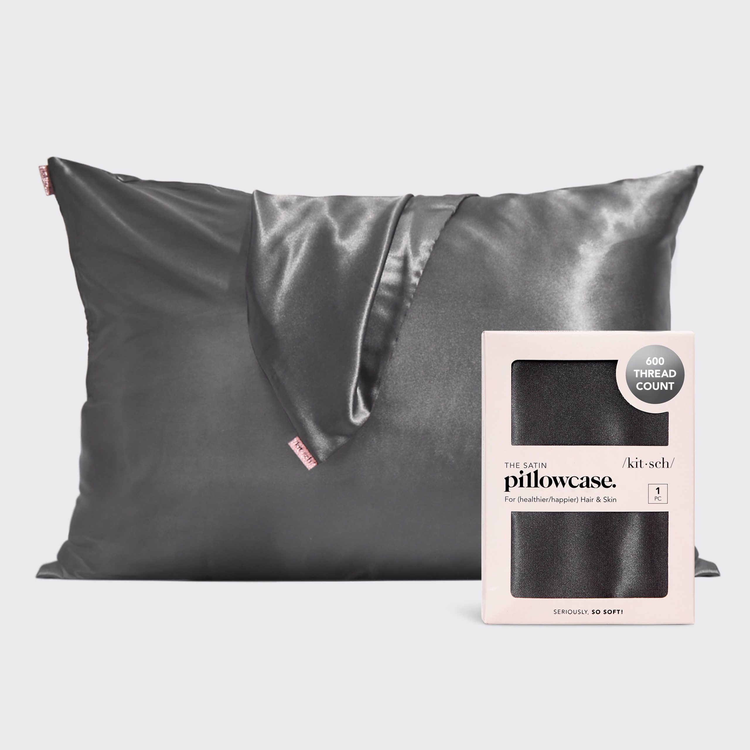 ✨ Must Have | Satin Pillowcase in Charcoal 2 Pack - 60% Off