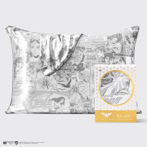 ⭐ Top Rated | Kitsch x Wonder Woman Satin Pillowcase in Comic Print - Special Deal Today