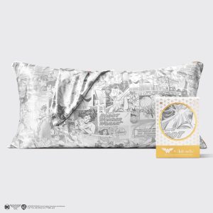 🏆 Best Seller | Kitsch x Wonder Woman Satin Pillowcase in Comic Print - King - Free Shipping