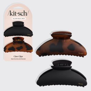 🏆 Best Seller | Black & Tort Curved Claw Clips 2pc Set - Medium - Special Deal Today