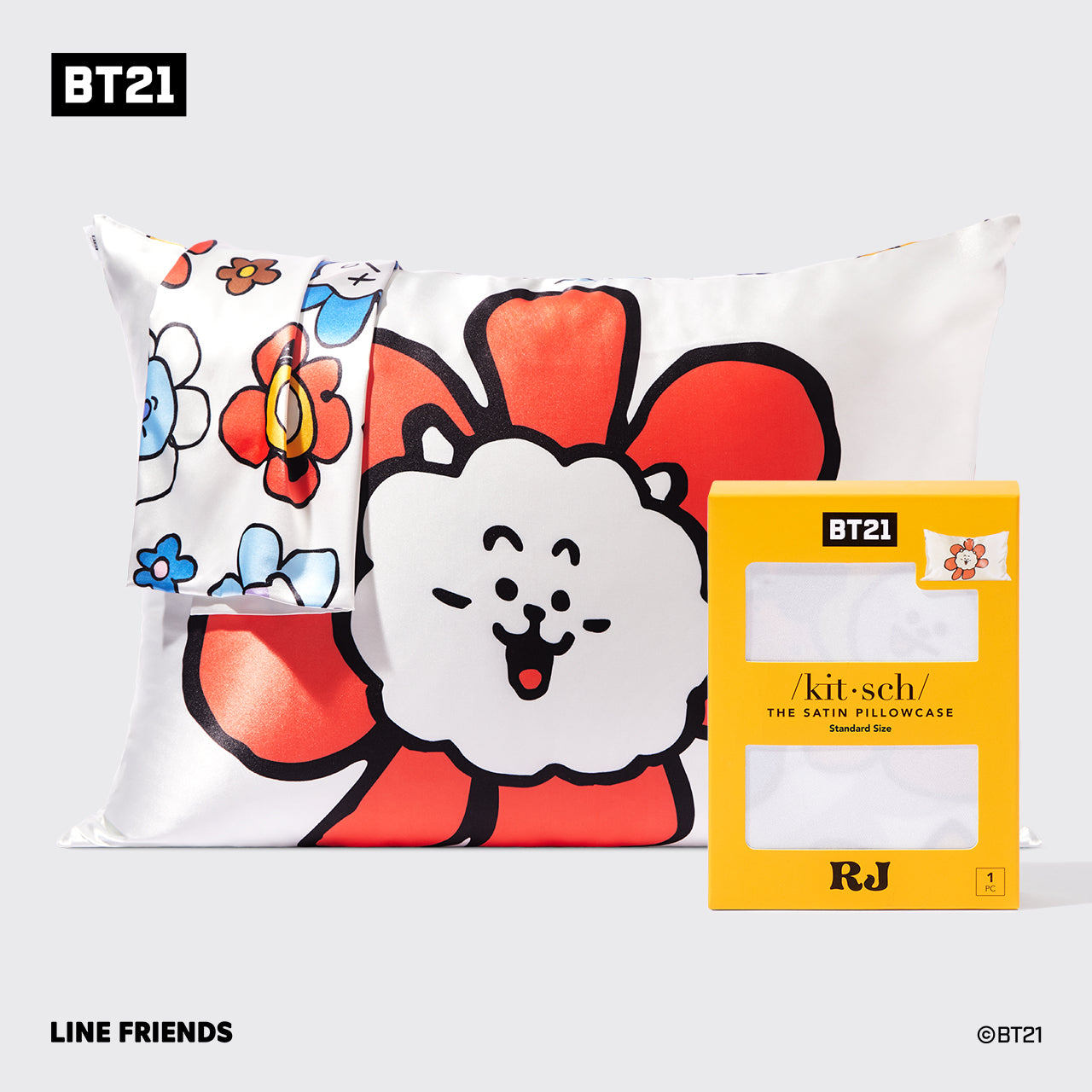 💎 Premium | Kitsch x BT21 Satin Pillowcase in RJ - Fast Delivery