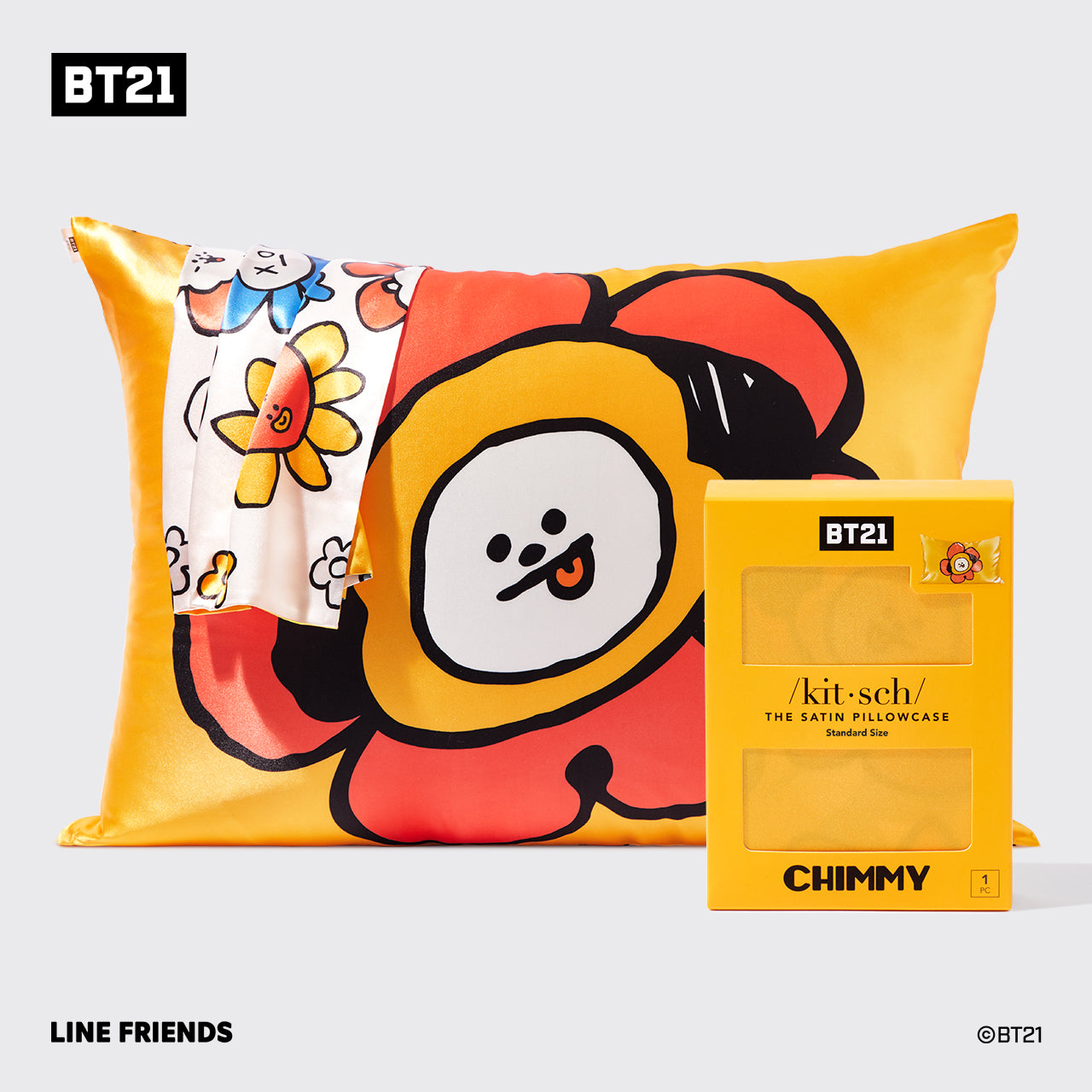 🔥 Hot Sale | Kitsch x BT21 Satin Pillowcase in CHIMMY - 60% Off