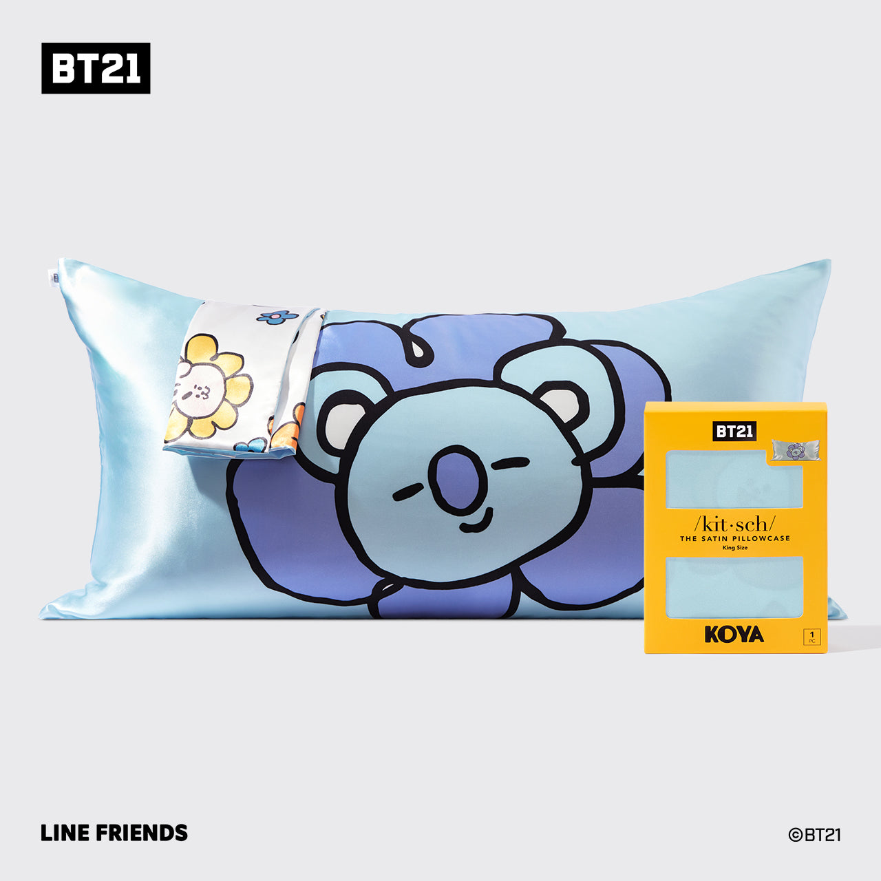 🔥 Hot Sale | Kitsch x BT21 Satin Pillowcase in KOYA - King - 60% Off