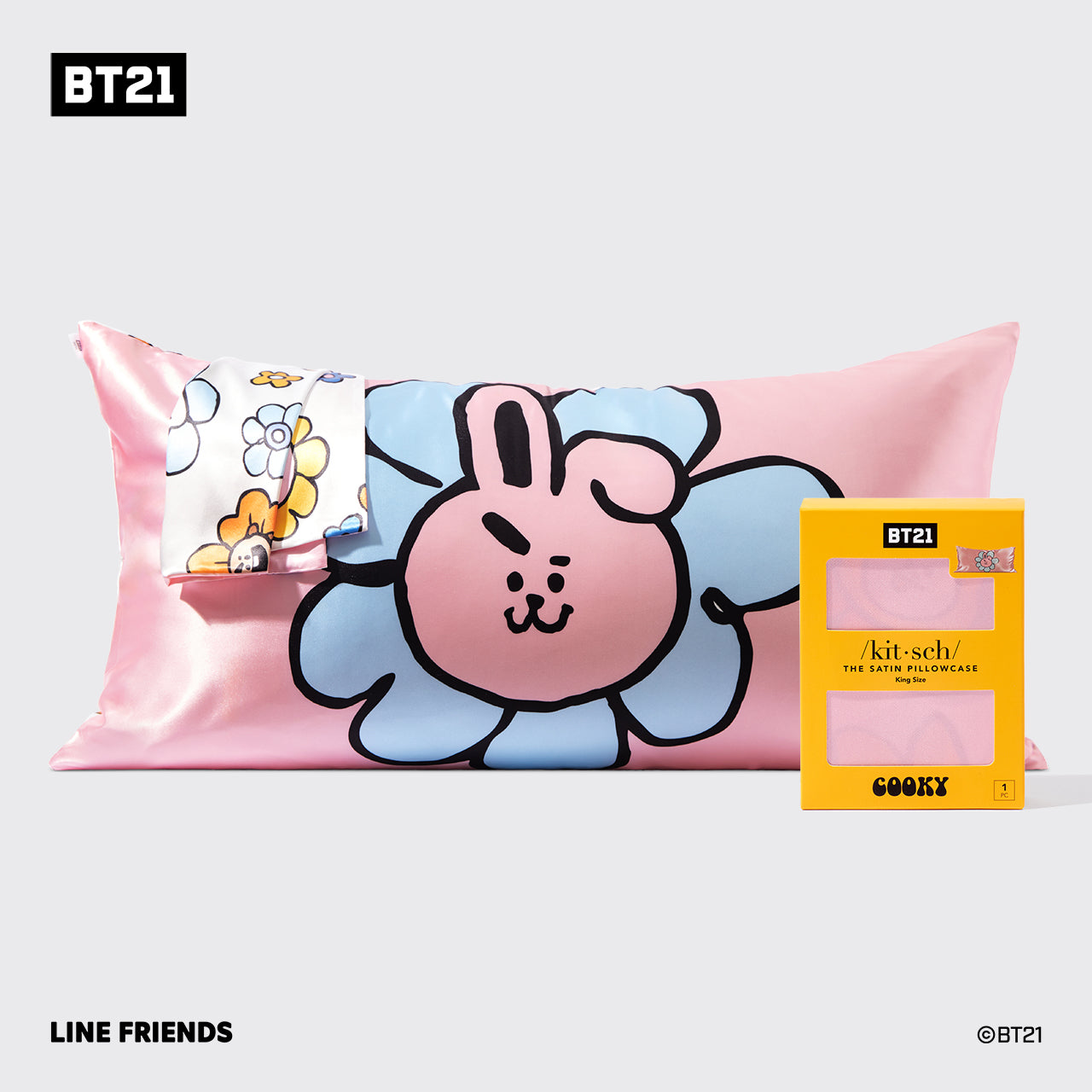 🔥 Hot Sale | Kitsch x BT21 Satin Pillowcase in COOKY - King - 60% Off