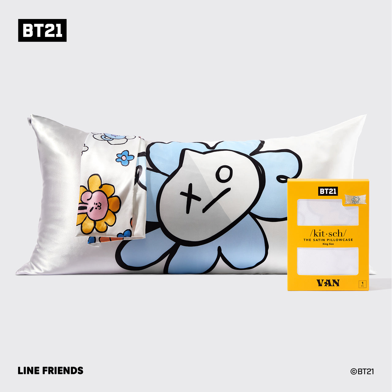 ⭐ Top Rated | Kitsch x BT21 Satin Pillowcase in VAN - King - Special Deal Today