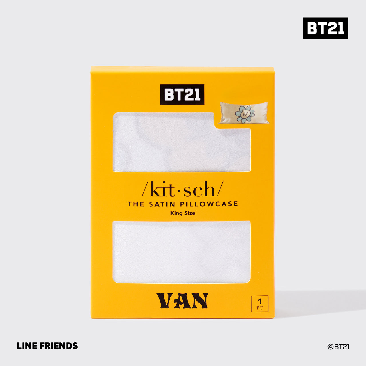⭐ Top Rated | Kitsch x BT21 Satin Pillowcase in VAN - King - Special Deal Today - Image 4