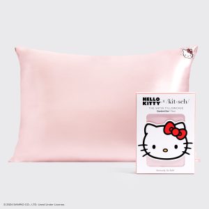 ⭐ Top Rated | Kitsch x Hello Kitty Satin Pillowcase in Pink Hello Kitty Face - Special Deal Today