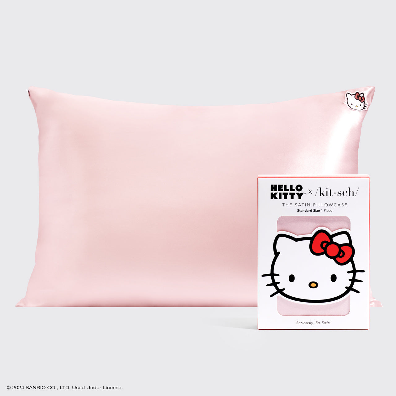 ⭐ Top Rated | Kitsch x Hello Kitty Satin Pillowcase in Pink Hello Kitty Face - Special Deal Today