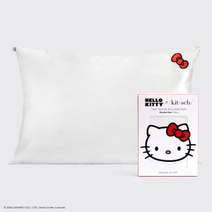 🏆 Best Seller | Kitsch x Hello Kitty Satin Pillowcase in Ivory Kitty Bow - Premium Quality