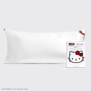 🏆 Best Seller | Kitsch x Hello Kitty Satin Pillowcase in Ivory Kitty Bow - King - Free Shipping
