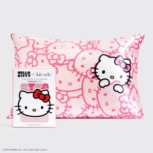 🏆 Best Seller | Kitsch x Hello Kitty Satin Pillowcase in Pink Hello Kitty Faces - 60% Off