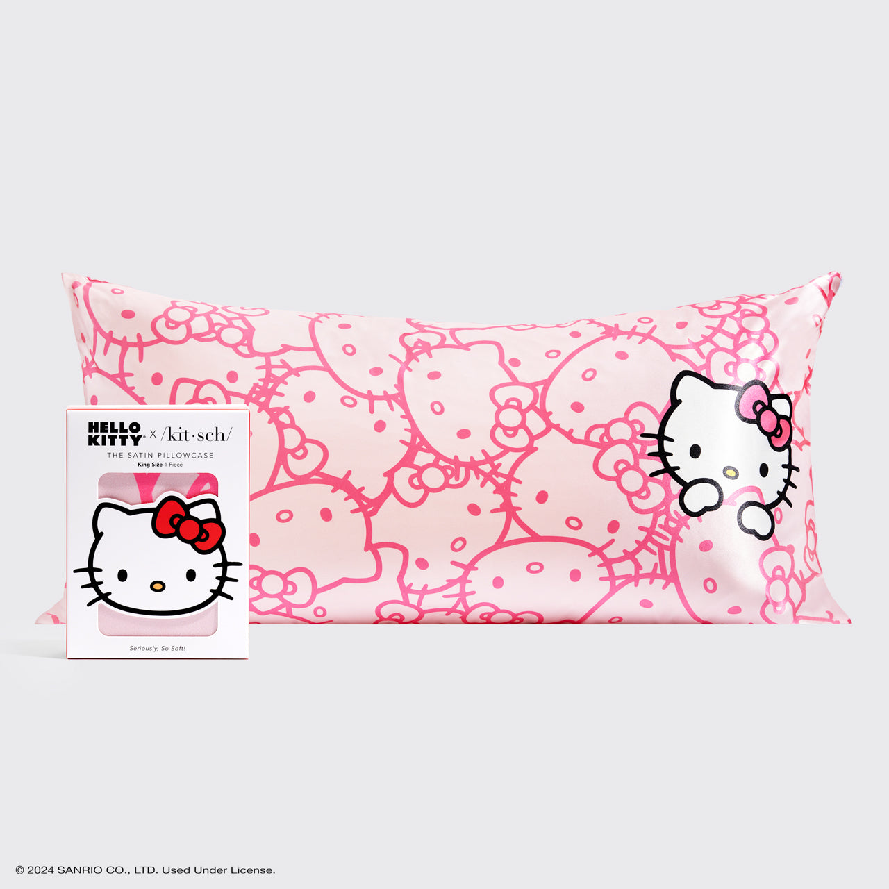 ⏳ Limited Edition | Kitsch x Hello Kitty Satin Pillowcase in Pink Hello Kitty Faces - King - Premium Quality