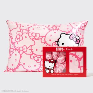 💎 Premium | Hello Kitty x Kitsch Satin Pillowcase & Pillow Scrunchie 2pc Set - Fast Delivery
