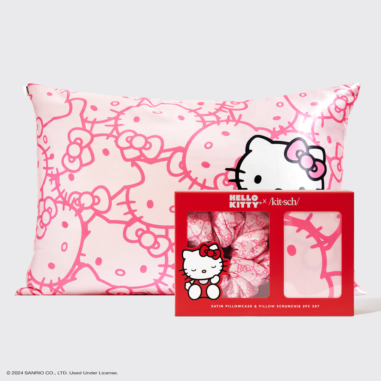 💎 Premium | Hello Kitty x Kitsch Satin Pillowcase & Pillow Scrunchie 2pc Set - Fast Delivery