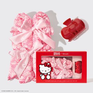 💎 Premium | Hello Kitty x Kitsch XL Satin Heatless Styling & Bow Claw Clip 4pc Set - Special Deal Today