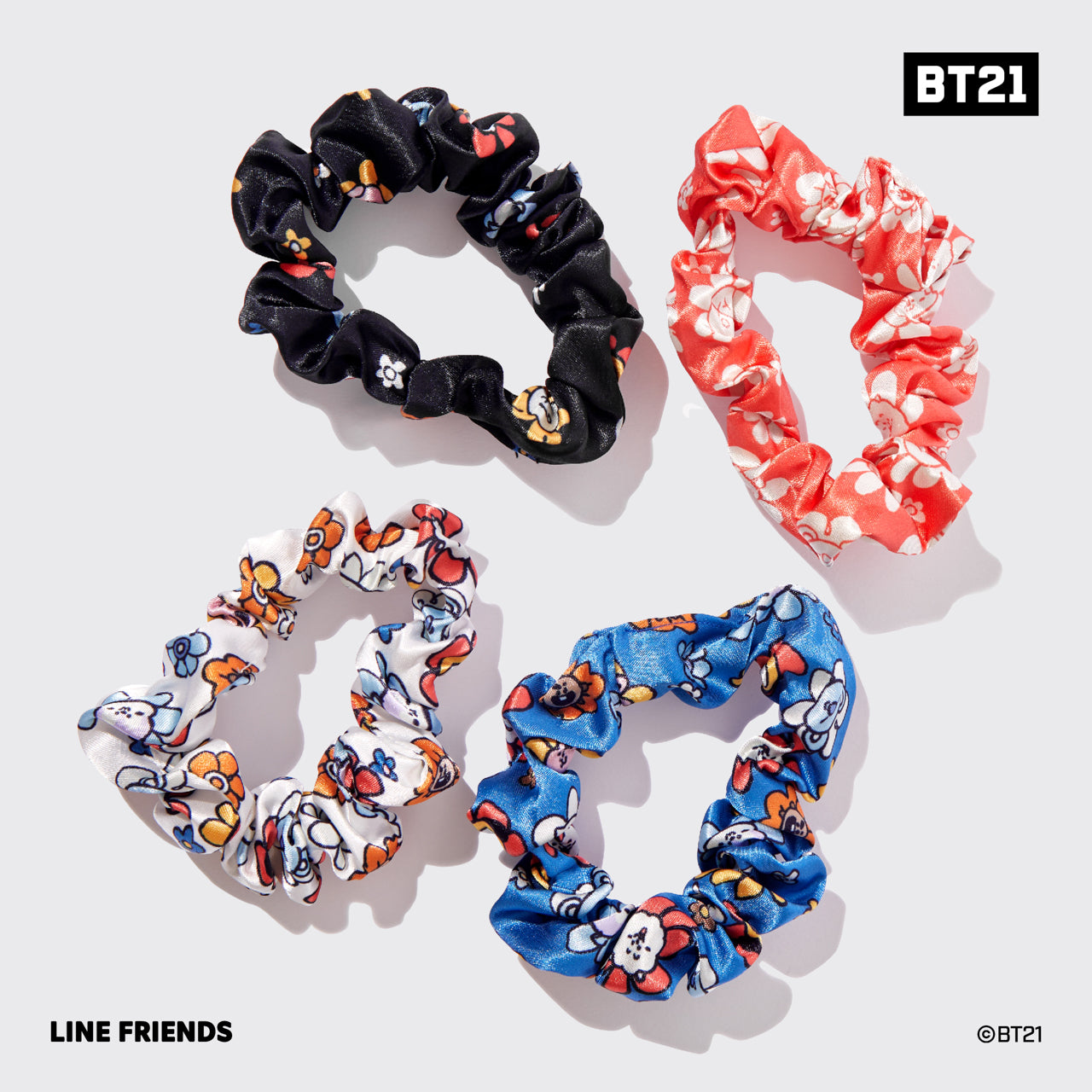 💎 Premium | Kitsch x BT21 Satin Sleep Scrunchies 4pc Set - Premium Quality - Image 2