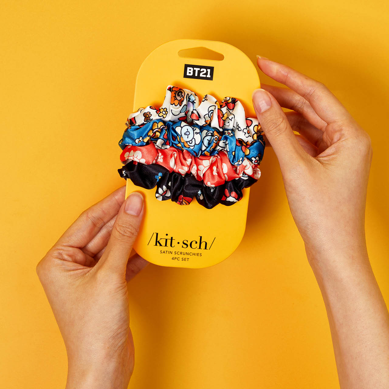 💎 Premium | Kitsch x BT21 Satin Sleep Scrunchies 4pc Set - Premium Quality - Image 5