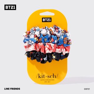 💎 Premium | Kitsch x BT21 Satin Sleep Scrunchies 4pc Set - Premium Quality
