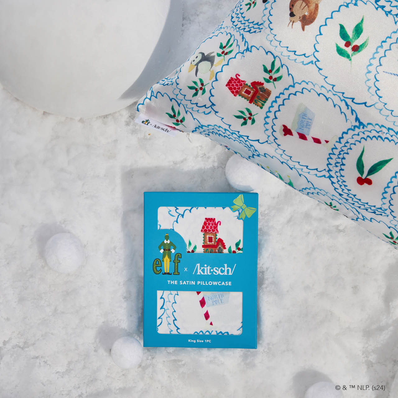 🔥 Hot Sale | Kitsch x Elf Satin Pillowcase in North Pole - King - Premium Quality - Image 4