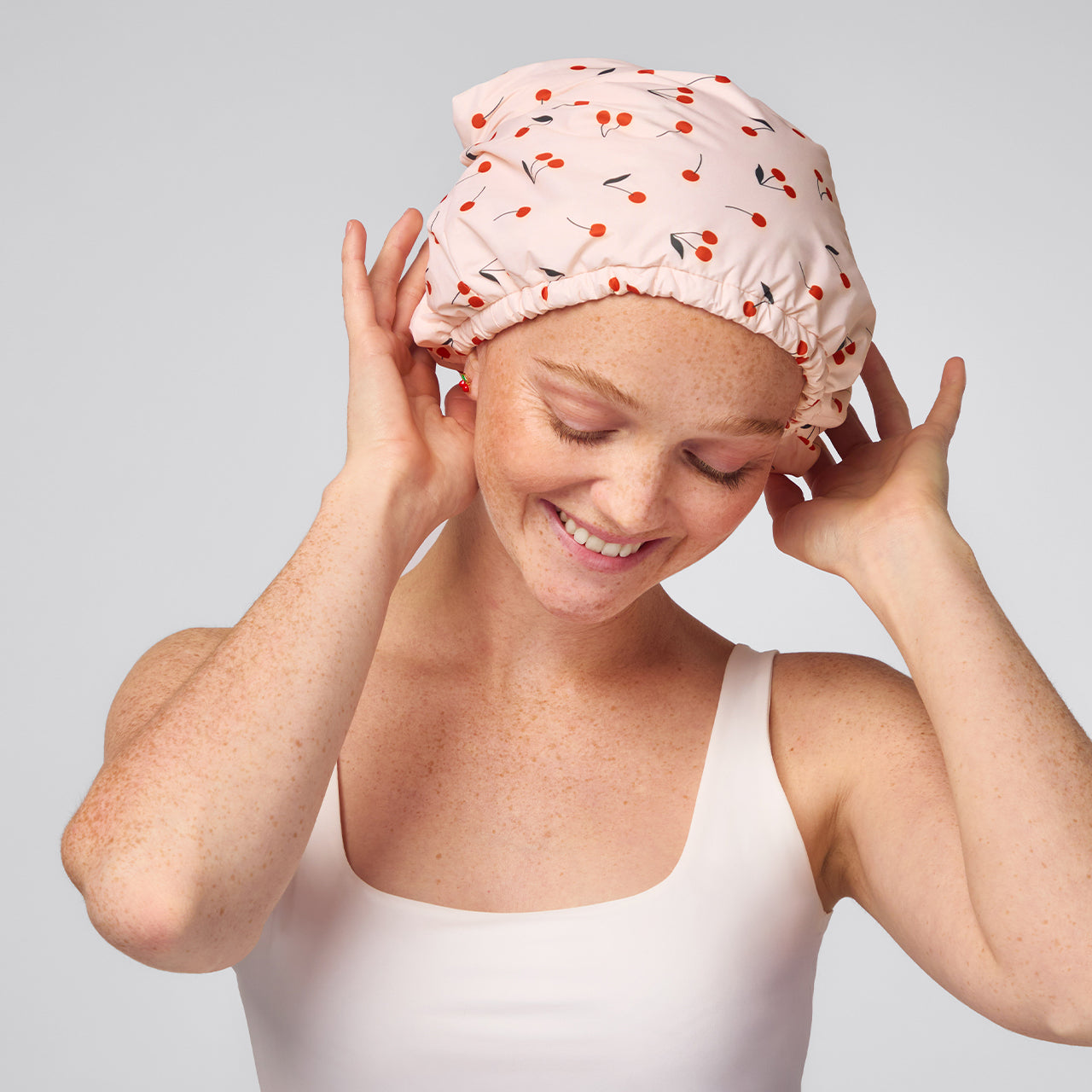 ✨ Must Have | Cherry Print Satin Shower Cap - Free Shipping - Image 2
