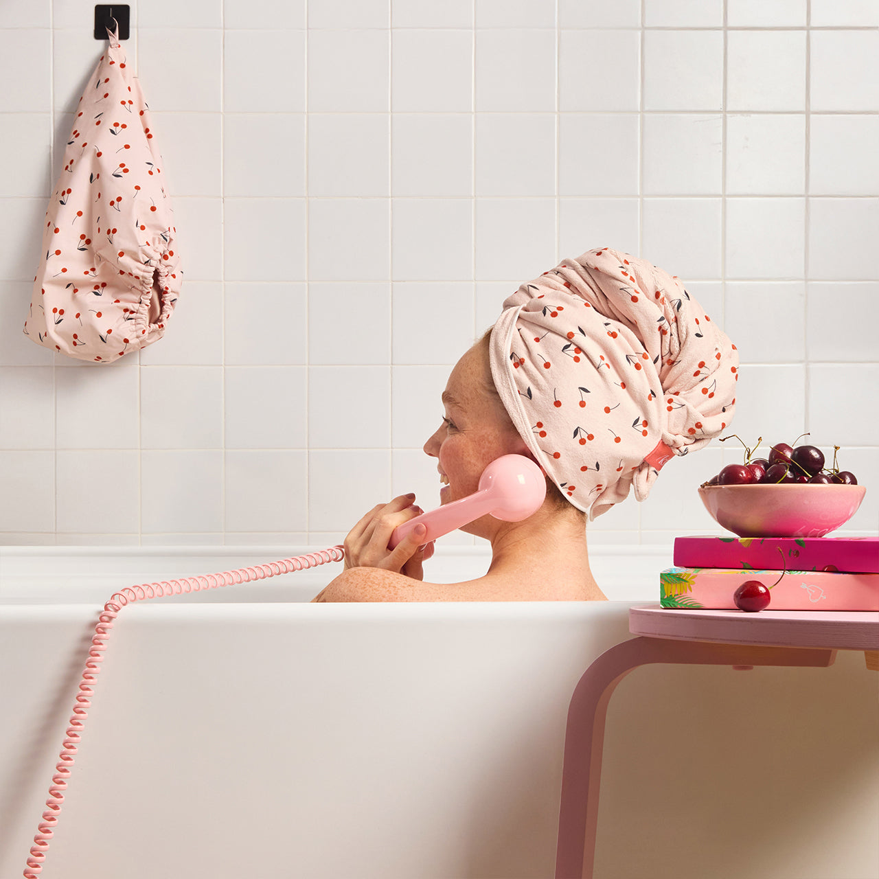 ⏳ Limited Edition | Cherry Print XL Hair Towel Wrap - 60% Off - Image 4
