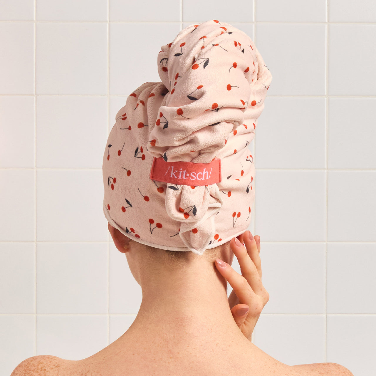 ⏳ Limited Edition | Cherry Print XL Hair Towel Wrap - 60% Off - Image 3