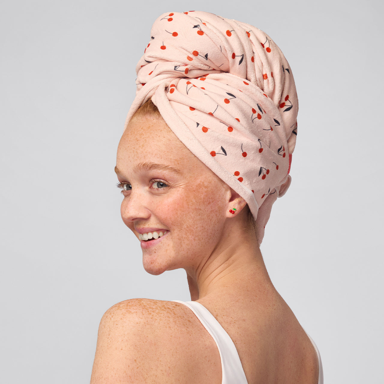⏳ Limited Edition | Cherry Print XL Hair Towel Wrap - 60% Off - Image 2
