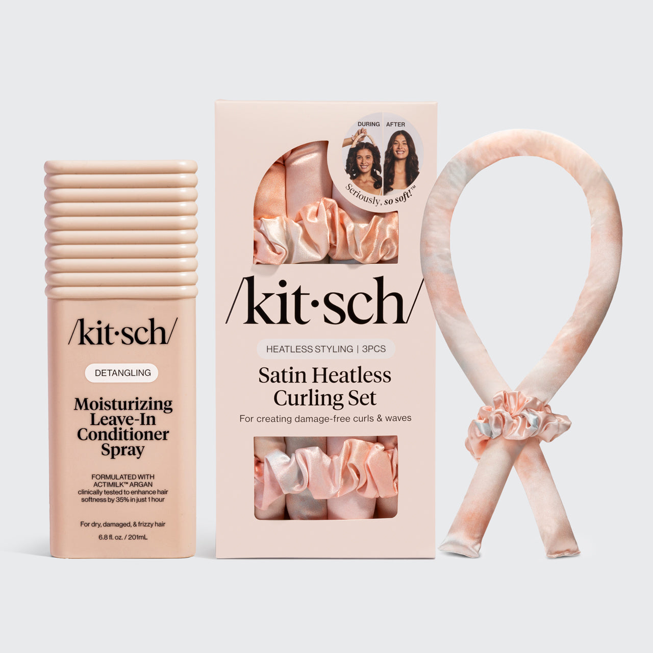 ๐ Best Seller | Satin Heatless Curling Set Leave-In Conditioner Bundle - Special Deal Today
