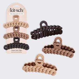 ⭐ Top Rated | Neutral Chain Claw Clips 3pc Set - Special Deal Today