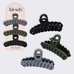 🔥 Hot Sale | Black & Moss Chain Claw Clips 3pc Set - Free Shipping