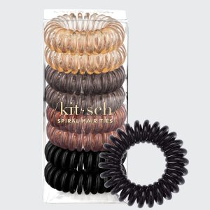 ⭐ Top Rated | Brunette Spiral Hair Ties 8pc Set - Fast Delivery