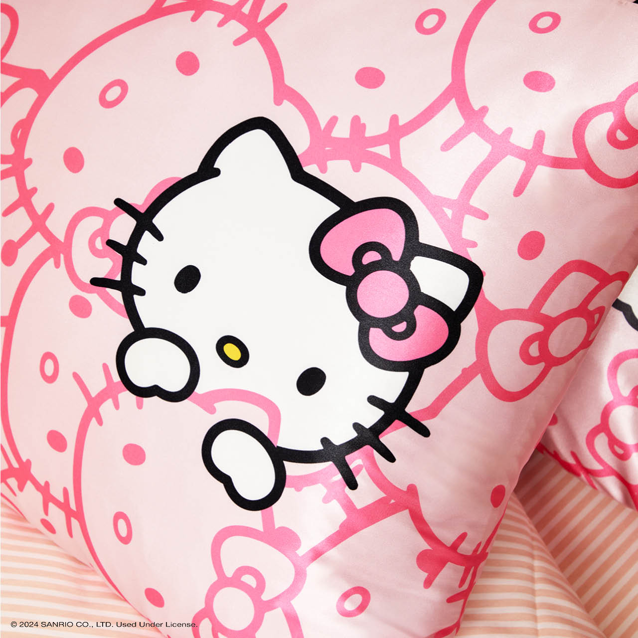 ⏳ Limited Edition | Kitsch x Hello Kitty Satin Pillowcase in Pink Hello Kitty Faces - King - Premium Quality - Image 2
