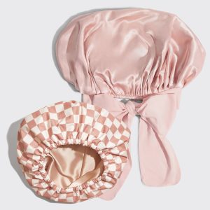 🔥 Hot Sale | Satin Lined Flexi Shower Cap Blush Oversized Satin Bonnet Bundle - Free Shipping
